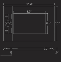 Diagrama de la tabla digitalizadora Wacom Intuos 4 Wireless