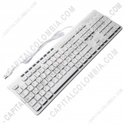 Ampliar foto de Teclado de color Blanco Genius Slimstar 230 en Español conexión USB