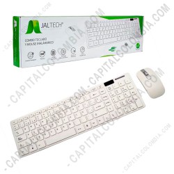 Ampliar foto de Combo de teclado y mouse inalámbrico de color Blanco en Español - Jaltech 10306