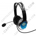 Ampliar foto de Audífonos con microfono tipo diadema punta USB color negro con azul