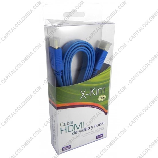 Accesorios de Tecnolog&iacute;a, Marca: X-Kim - Cable HDMI plano color Azul de 1.5 metros en blister