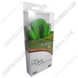 Ampliar foto de Cable HDMI plano color Verde de 1.5 metros