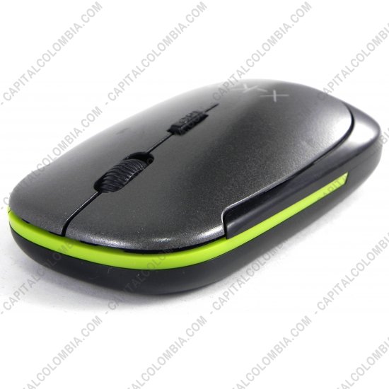 Accesorios de Tecnolog&iacute;a, Marca: X-Kim - Mouse inal&aacute;mbrico, slim, 3 opciones de DPI (velocidad) color platino-verde