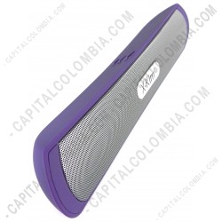 Ampliar foto de Parlante Bluetooth tipo regleta con USB, microSD, Aux, contesta llamadas de teléfono color Morado
