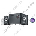 Accesorios de Tecnología, Marca: X-Kim - Parlantes 2.1 (15W 2x5W) con lector USB y SD, botones de modo, volumen, canción, EQ. Entrada de Audio de 3.5mm. Color negro.