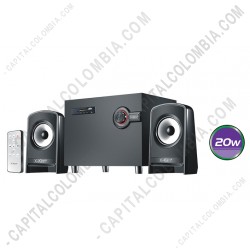 Ampliar foto de Parlantes 2.1 (15W+2x5W) con lector USB y SD