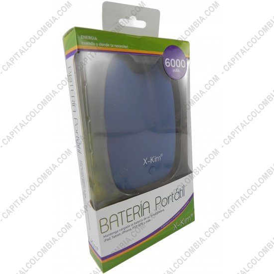 Accesorios de Tecnolog&iacute;a, Marca: X-Kim - Power bank de 6000 mAh tipo fantasma con doble salida 1A y 2A, Color Azul petroleo