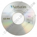 CD-RW Verbatim x 25 unidades, regrabable, velocidad 12x, capacidad 700mb/80min