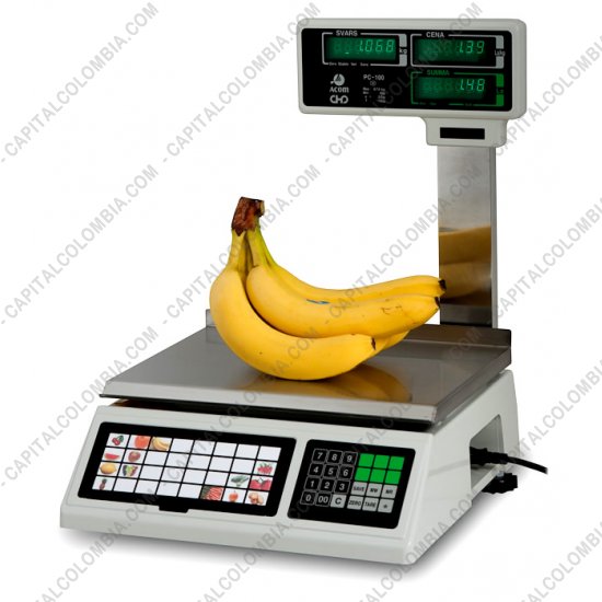 Balanzas para Puntos de Venta, Balanzas con Impresora y Visores de Precios, Marca: Acom - Balanza ACOM PC100 con Visor de Precios para Punto de Venta POS (Scale and Pole Display)