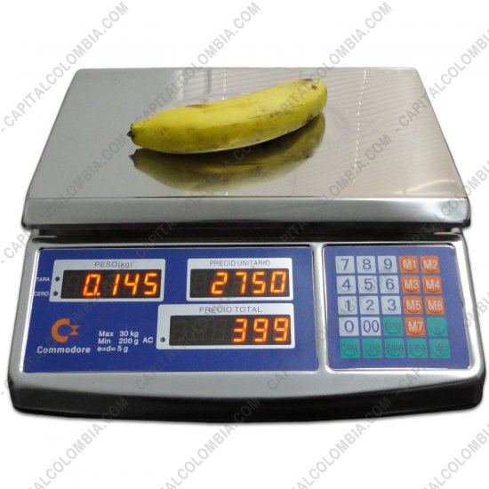 Balanzas para Puntos de Venta, Balanzas con Impresora y Visores de Precios, Marca: Commodore - Balanza marca Commodore estructura met&aacute;lica con LED Frontal y Posterior (30Kg max)