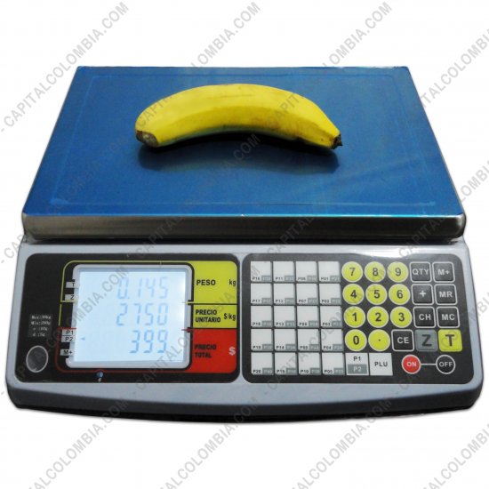 Balanzas para Puntos de Venta, Balanzas con Impresora y Visores de Precios, Marca: Quantum - Balanza marca Quantum con LCD Frontal y Posterior con puerto serial (30Kg max)