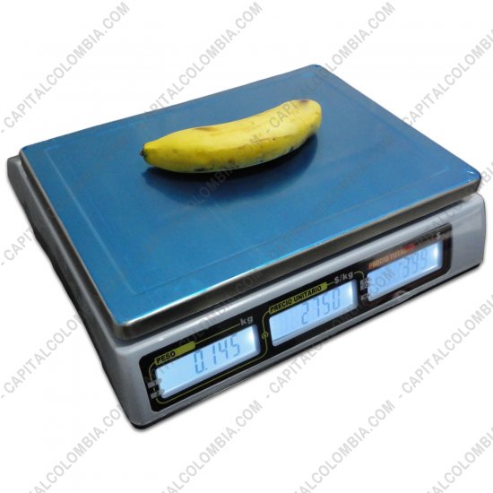 Balanzas para Puntos de Venta, Balanzas con Impresora y Visores de Precios, Marca: Quantum - Balanza marca Quantum con LCD Frontal y Posterior con puerto serial (30Kg max)