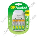 Cargador de Pilas GP PowerBank de baterías AA, AAA y 9V (cuadrada) con cuatro (4) pilas AA de 2500 mAh