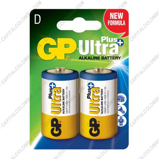 Bater&iacute;as y cargadores, Marca: GP - Pila Alkalina UltraPlus Battery D - Paquete de dos (2) bater&iacute;as