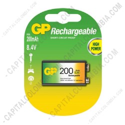 Ampliar foto de Pila Cuadrada Recargable 8.4V marca GP 200 mAh - Paquete de una (1) batería