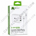 Cargador Carga R&aacute;pida GaN 65W con cable Tipo C JAL-56 para carga r&aacute;pida Quick Charge y Power Delivery - Marca Jaltech