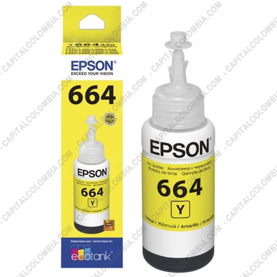 Cintas para impresoras POS, Tonner, CD, DVD y Otros, Marca: Epson - Botella de tinta Epson 664 color Amarillo (Yellow) referencia T664420