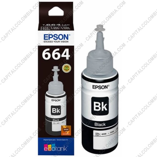 Cintas para impresoras POS, Tonner, CD, DVD y Otros, Marca: Epson - Botella de tinta Epson 664 color Negro (Black) referencia T664120