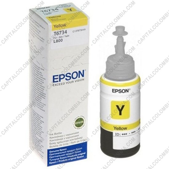 Cintas para impresoras POS, Tonner, CD, DVD y Otros, Marca: Epson - Botella Epson Tinta Amarilla para impresora L800  (Ref. T673420)