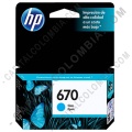 Cartucho de Tinta Hp Cyan 670 para Hp Deskjet Ink Advantage 3525/4615/4625/5525 para 300 P&aacute;ginas (Ref. CZ114AL)