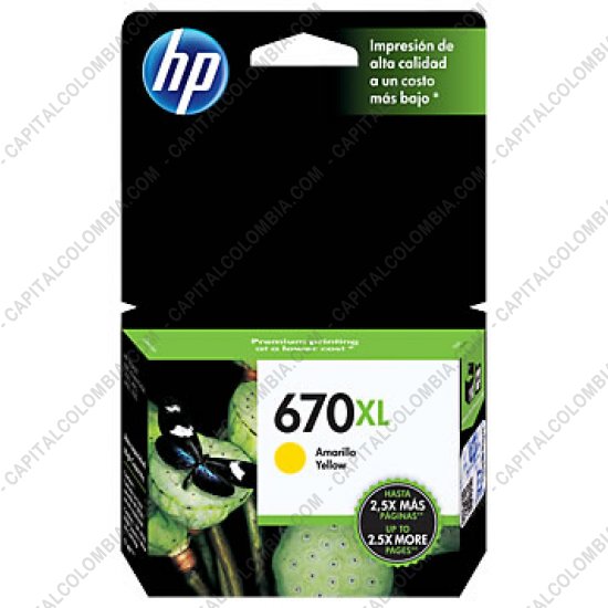 Cintas para impresoras POS, Tonner, CD, DVD y Otros, Marca: HP - Cartucho de Tinta Hp Yellow 670xl para Hp Deskjet Ink Advantage 3525/4615/4625/5525 para 750 Páginas Aprox. (Ref. CZ120AL)