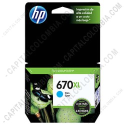 Ampliar foto de Cartucho de Tinta Hp Cyan 670xl para Hp Deskjet Ink Advantage 3525/4615/4625/5525 para 750 Páginas Aprox. (Ref. CZ118AL)