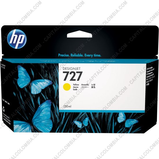 Cintas para impresoras POS, Tonner, CD, DVD y Otros, Marca: HP - Cartucho HP Yellow  727 DesignJet T920, T1500, T250000, 130ml (Ref. B3P21A)