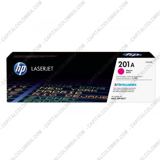 Cintas para impresoras POS, Tonner, CD, DVD y Otros, Marca: HP - Toner HP 201A Magenta para LaserJet M252dw, M252n, MFP M274n, MFP M277dw, MFP M277n para 1.400 P&aacute;ginas Aprox. (Ref. CF403A)