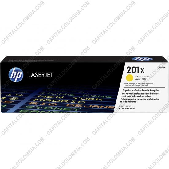 Cintas para impresoras POS, Tonner, CD, DVD y Otros, Marca: HP - Toner HP 201X Amarillo para LaserJet M252/MFP M277 para 2.300 P&aacute;ginas Aprox. (Ref. CF402X)