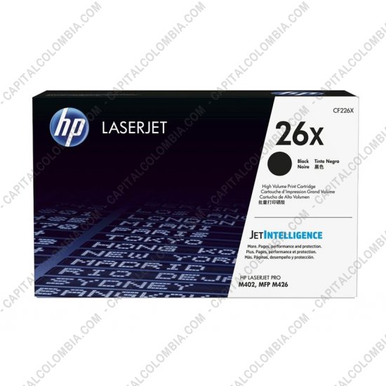 Cintas para impresoras POS, Tonner, CD, DVD y Otros, Marca: HP - Toner HP 26x Color Negro para Laserjet M426fdw, M402dne, M402dn, para 9000 páginas Aprox. - CF226X