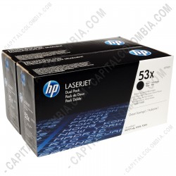 Ampliar foto de Toner HP 53x Negro x 2 Unidades para Laserjet P2015 para 7.000 Páginas por Cartucho Aprox. (Ref. Q7553XD)