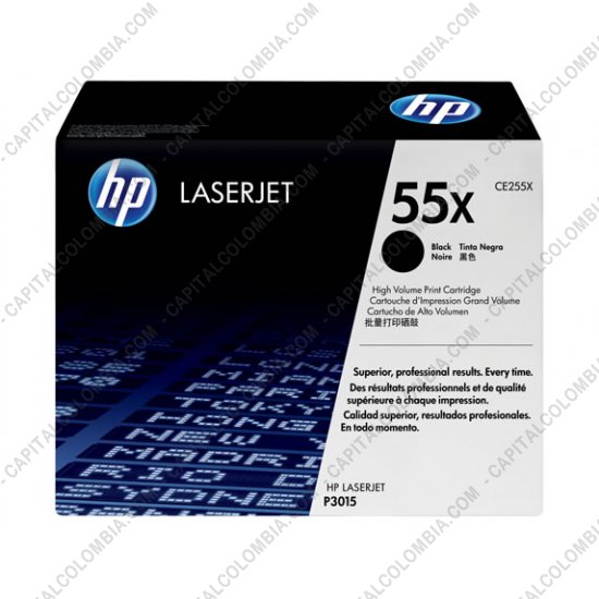 Cintas para impresoras POS, Tonner, CD, DVD y Otros, Marca: HP - Toner HP 55X Negro para Laserjet P3015 para 12.500 P&aacute;ginas Aprox. (Alto Rendimiento) (Ref. CE255X)