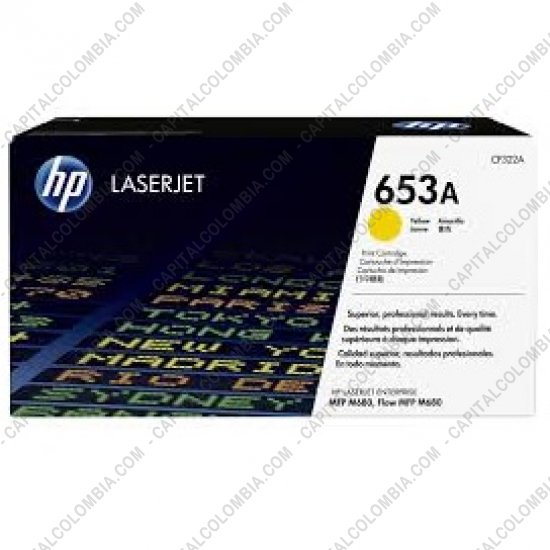 Cintas para impresoras POS, Tonner, CD, DVD y Otros, Marca: HP - Toner HP 653A Amarillo Para Laserjet MFP M680 para 16.500 Páginas Aprox. (Ref. CF322A)