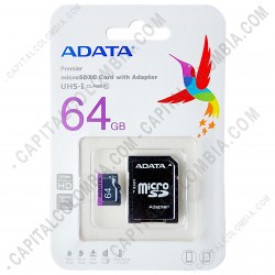 Ampliar foto de Memoria ADATA Micro SD 64GB Micro Clase 10UHS con Adaptador SD