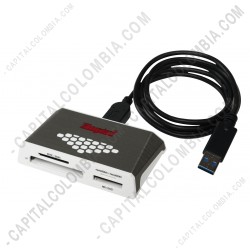 Ampliar foto de Lector multifunción compatible con las tarjetas Flash: Compact Flash: CF Type I & II (UDMA 0-7); Secure Digital: SD/SDHC UHS I-II/SDXC UHS I-II; microSD: microSD/microSDHC UHS-I/microSDXC UHS-I; Memory Stick: Memory Stick PRO/Duo/PRO Duo/ PRO-HG Duo.