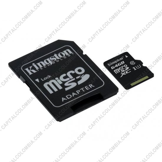 Discos duros externos, de estado sólido, Memorias USB, Kingston, Marca: Kingston - Memoria Kingston Micro SD 64GB Micro Clase 10 con Adaptador SD