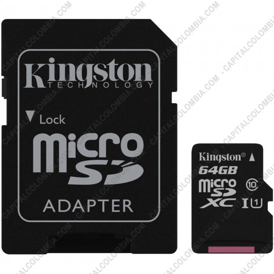 Discos duros externos, de estado s&oacute;lido, Memorias USB, Kingston, Marca: Kingston - Memoria microSDHC de 64GB Kingston Class 10 UHS-I, Velocidad de 45MB/s Lectura y 10MB/s Escritura con Adaptador SD (Ref. SDC10G2/64GB)