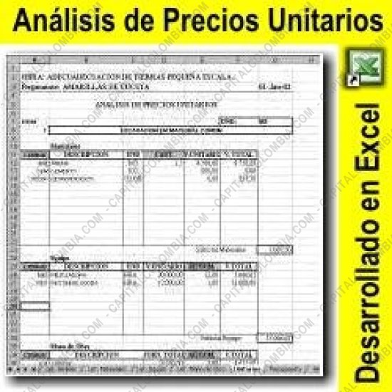 Herramientas de Productividad, Marca: CapitalColombia - Análisis de precios unitarios - Plantilla en formato Excel