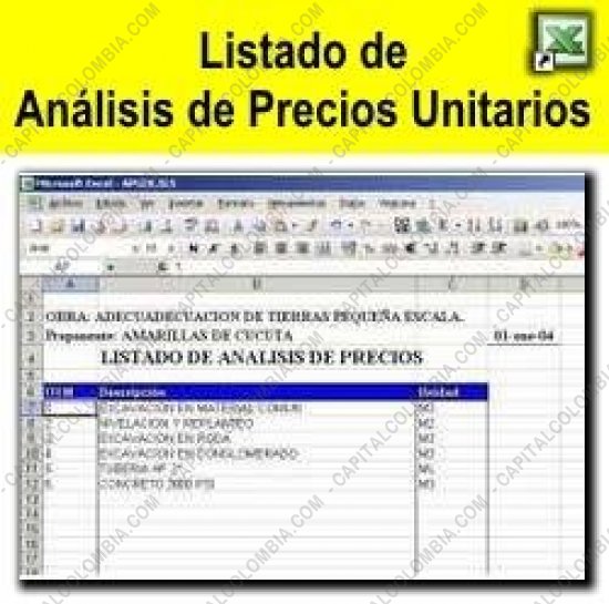Herramientas de Productividad, Marca: CapitalColombia - An&aacute;lisis de precios unitarios - Plantilla en formato Excel