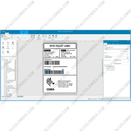 Impresoras de Etiquetas de Códigos de barras y Carnets, Marca: Zebra - Zebra Designer Pro v3, clave de activación para 1 PC