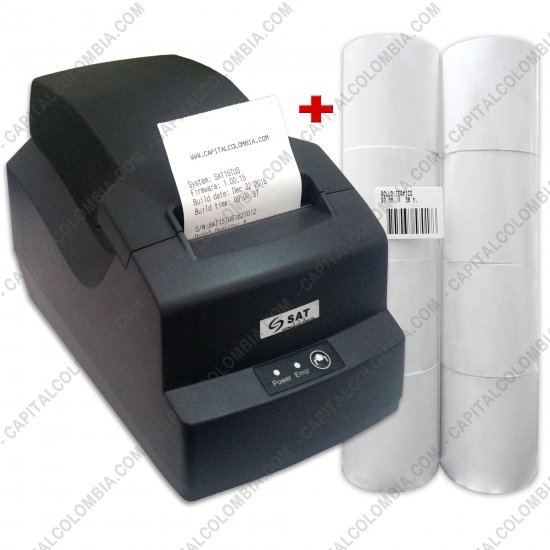 Impresoras para puntos de ventas POS, Marca: Sat - Combo Impresora Térmica 58mm ancho de papel - SAT 15T (USB + Serial) y 8 Rollos de Papel Térmico