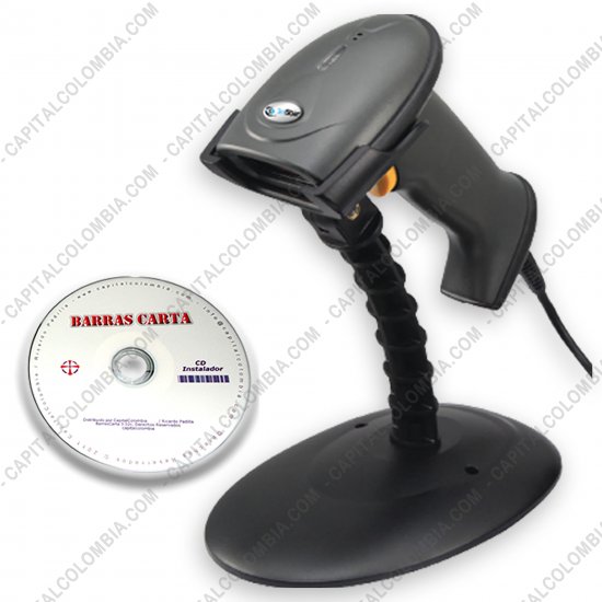 Lectores de Códigos de Barras, Marca: 3nStar - Combo Lector de código de barras láser con sensor de lectura automática con base conexión USB y Software BarrasCarta - 3nStar (SC100)