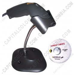 Ampliar foto de Combo Lector de Código de Barras Zebra LS1203 USB + Software BarrasCarta (con base)