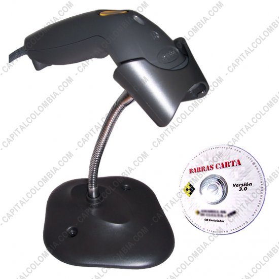 Lectores de Códigos de Barras, Marca: Zebra - Combo Lector de Código de Barras Zebra LS1203 USB + Software BarrasCarta (con base)