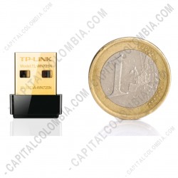 Ampliar foto de Adaptador Tarjeta de Red USB Nano Inalámbrico N 150Mbps,  Nano USB Adapter, Tamaño pequeño (Nano)(TL-WN725N)