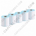 Rollos de etiquetas adhesivas y Nylon Textil, Marca: CapitalColombia - Paquete de 5 Rollos de 400 etiquetas termicas de 5cms x 3cms (50x30mm)