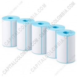 Ampliar foto de Paquete de 5 Unidades de rollos de etiquetas adhesivas t&eacute;rmicas de 80 r&oacute;tulos a una columnas de 7.5cms x 10cms (75x100mm)