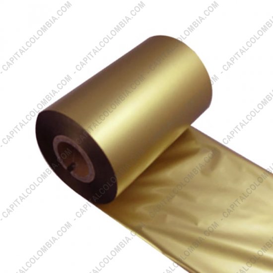 Rollos de etiquetas adhesivas y Nylon Textil, Marca: CapitalColombia - Rollo de Cera Dorada de 110mm x 300 mts