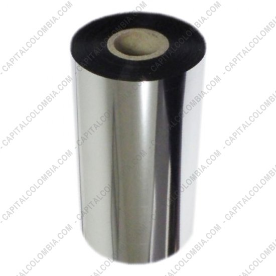 Rollos de etiquetas adhesivas y Nylon Textil, Marca: CapitalColombia - Rollo de Cera Plateada de 110mm x 300 mts
