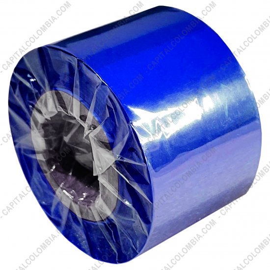 Rollos de etiquetas adhesivas y Nylon Textil, Marca: CapitalColombia - Rollo de cinta resina textil lavable color azul de 35mm x 200mts